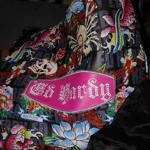 Ed Hardy Skull and Floral Graphic Jacket